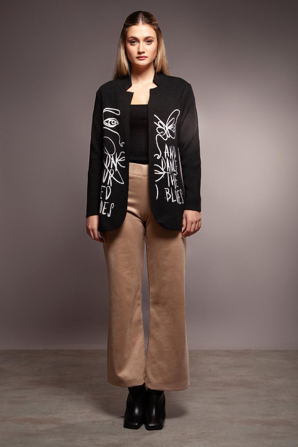 lolitas&l Chaqueta negra de punto con estampado frases Lolitas&L