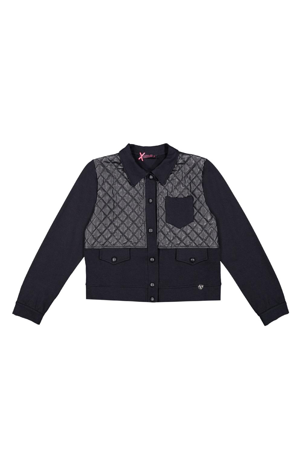 Lolitas&l Chaqueta Negra Detalle Polipiel Guateada Con Botones Lolitas&L