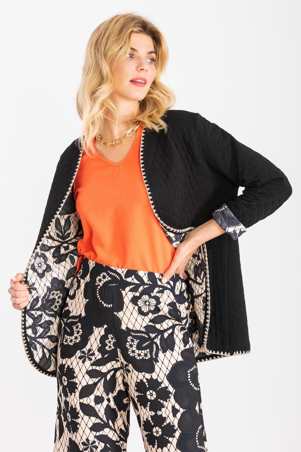 Lolitas&l Chaqueta Negra Guateada Interior Estampado Dark LolitasyL