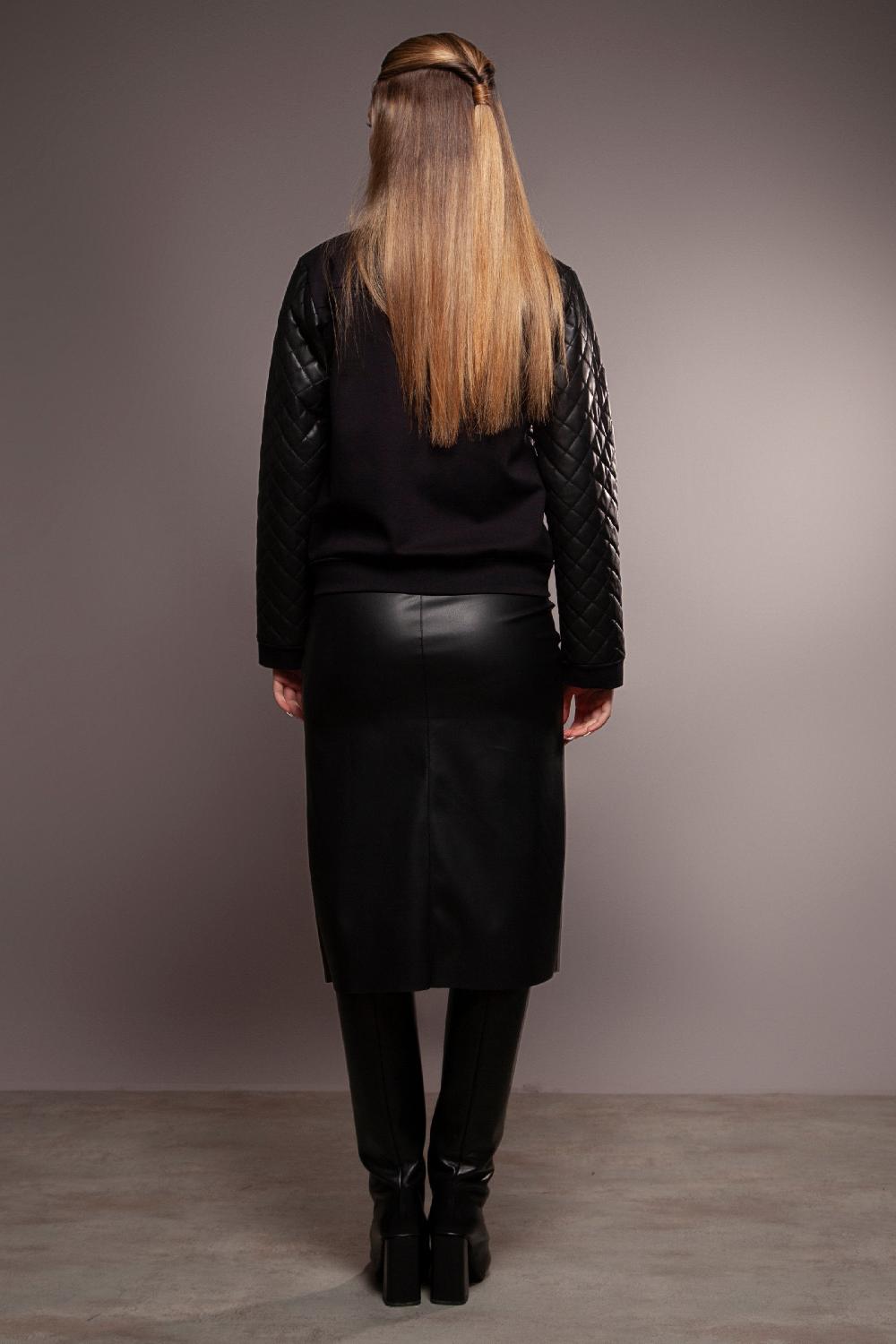 Lolitas&l Chaqueta Negra Polipiel Guateada Con Cremallera Lolitas&L