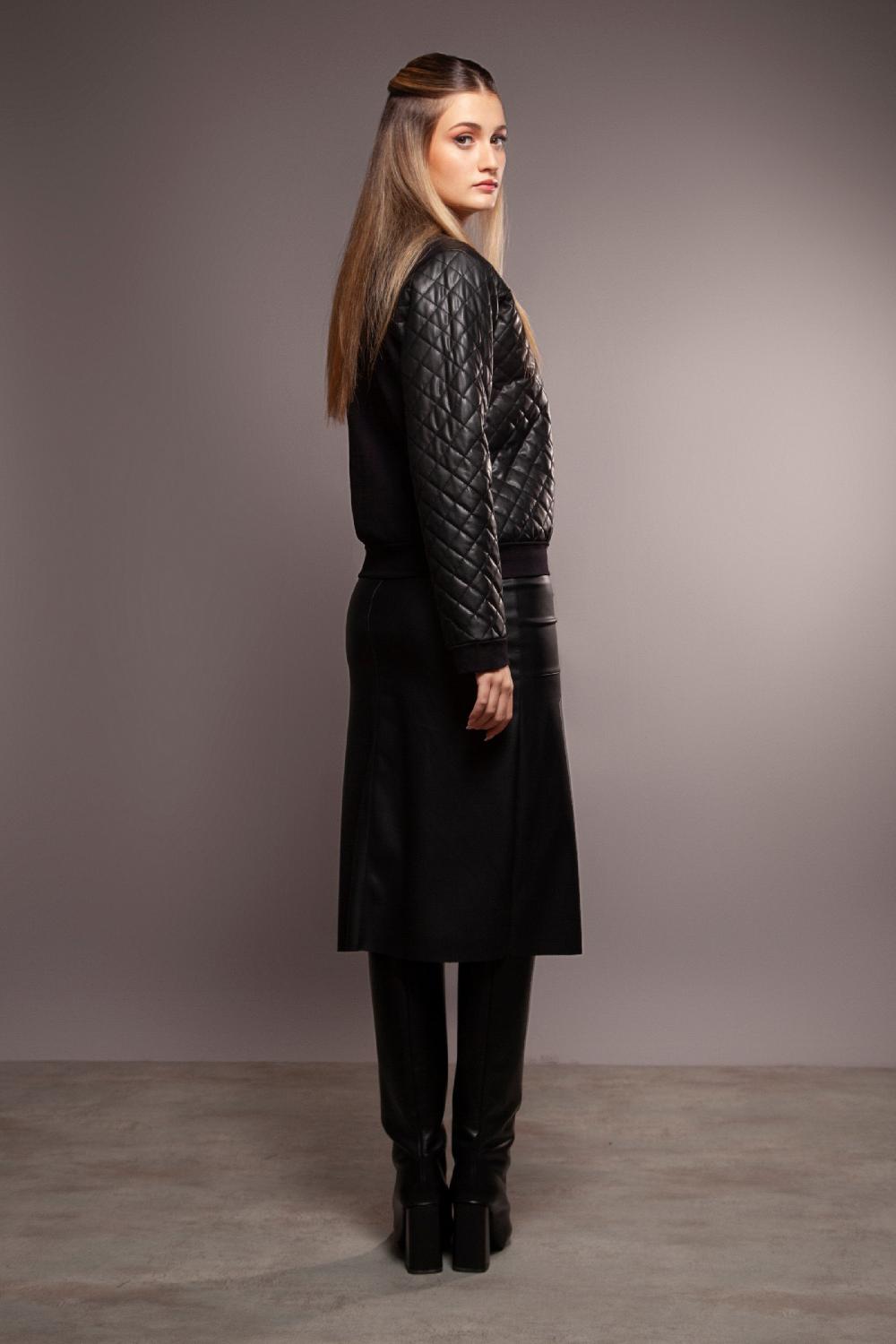 Lolitas&l Chaqueta Negra Polipiel Guateada Con Cremallera Lolitas&L