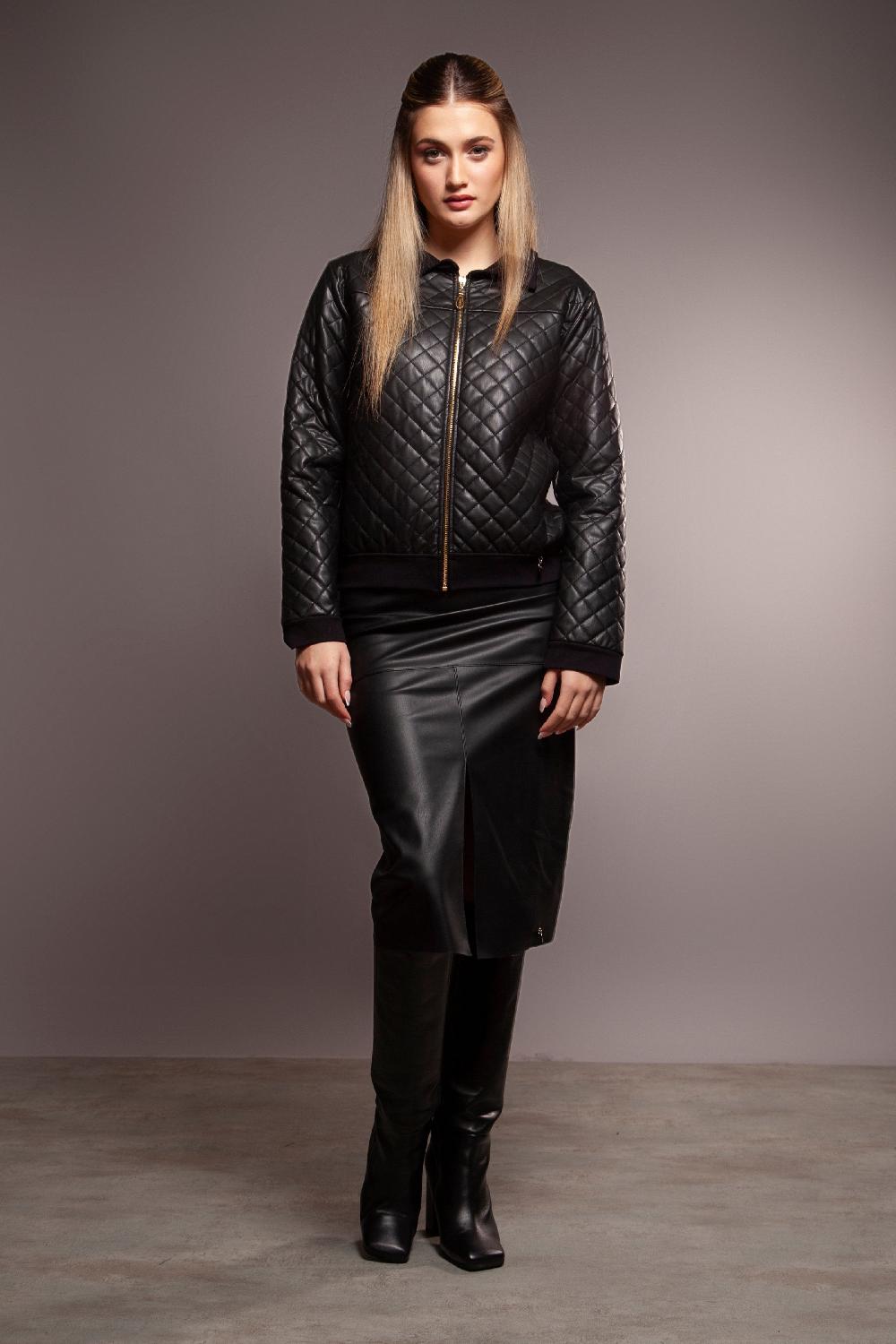 lolitas&l Chaqueta negra polipiel guateada con cremallera Lolitas&L