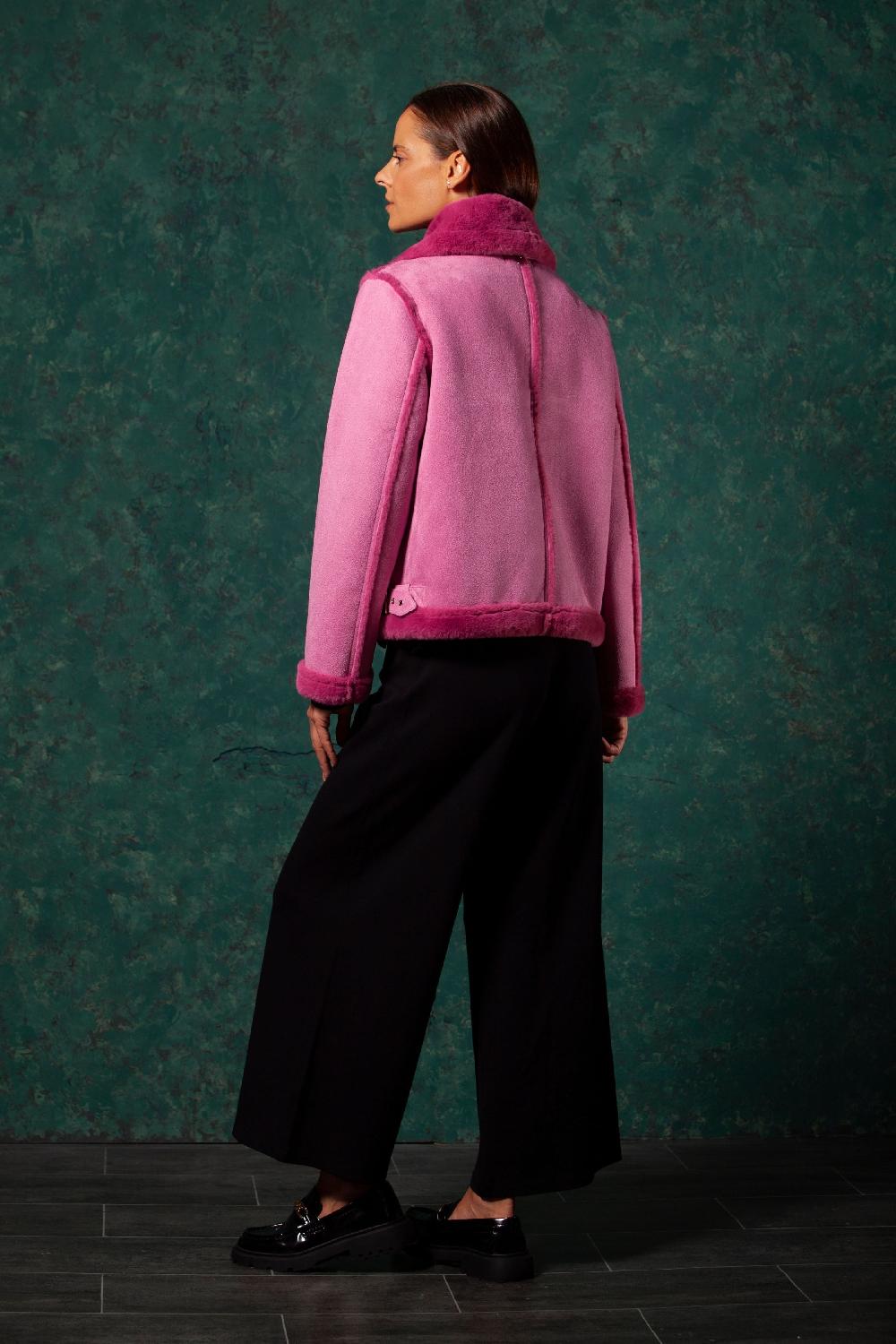 Lolitas&l Chaqueta Rosa Piel Vuelta Con Cremallera LolitayL