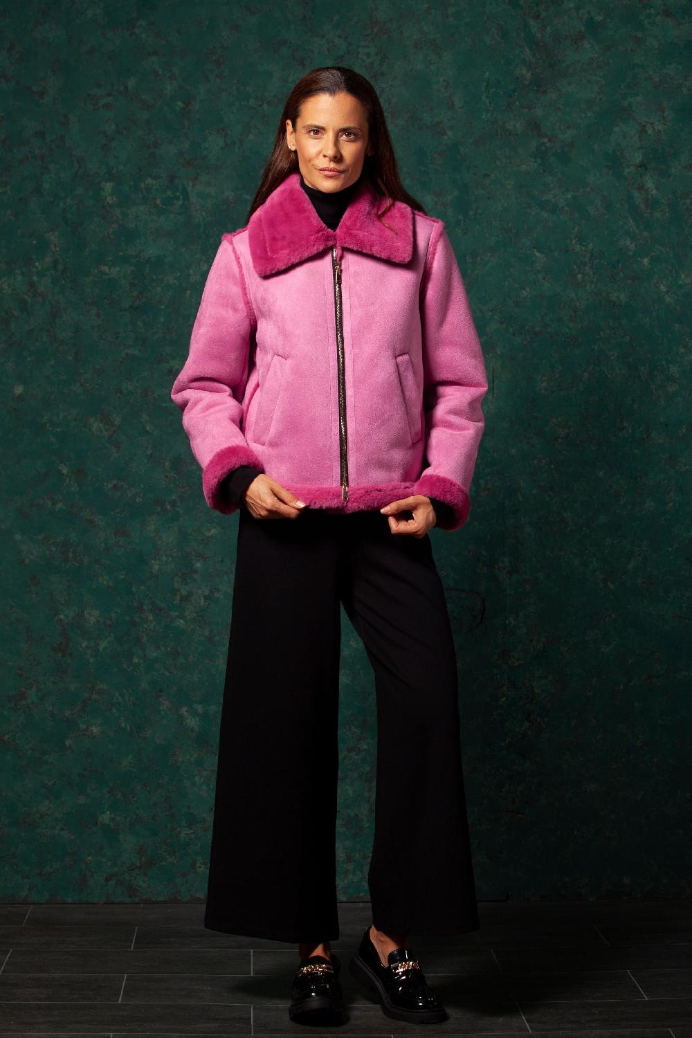 lolitas&l Chaqueta rosa piel vuelta con cremallera LolitayL