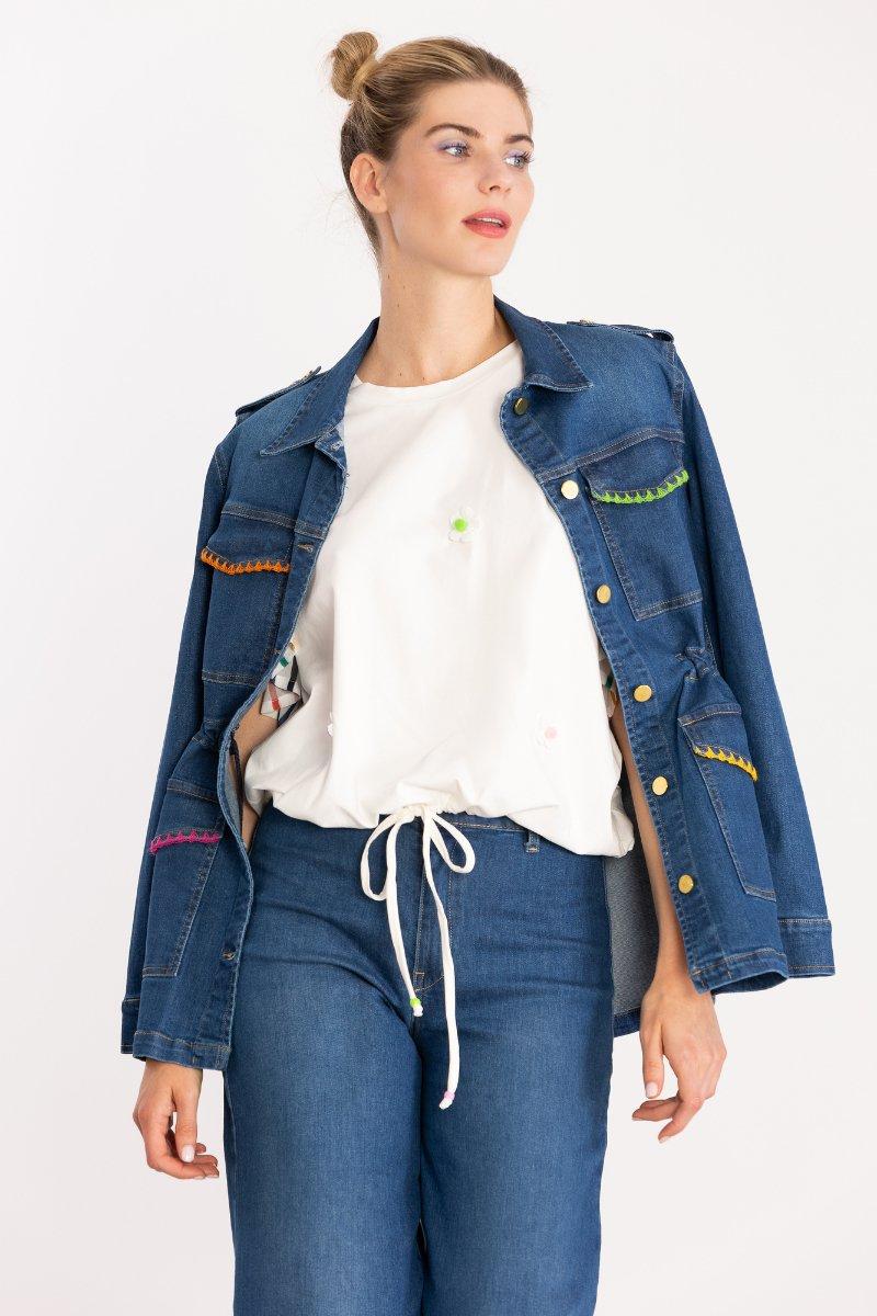 Lolitas&l Chaqueta Vaquera Bordado Picunela En Bolsillos Multicolor LolitasyL