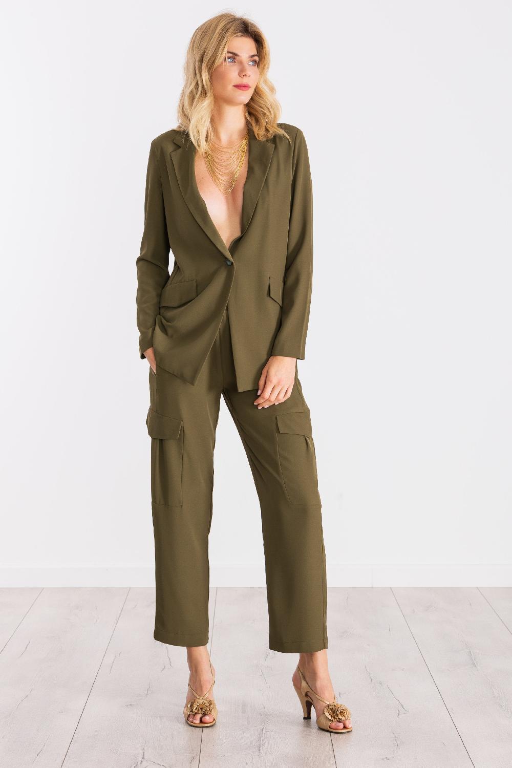 lolitas&l Chaqueta verde militar con solapas y bolsillos LolitasyL