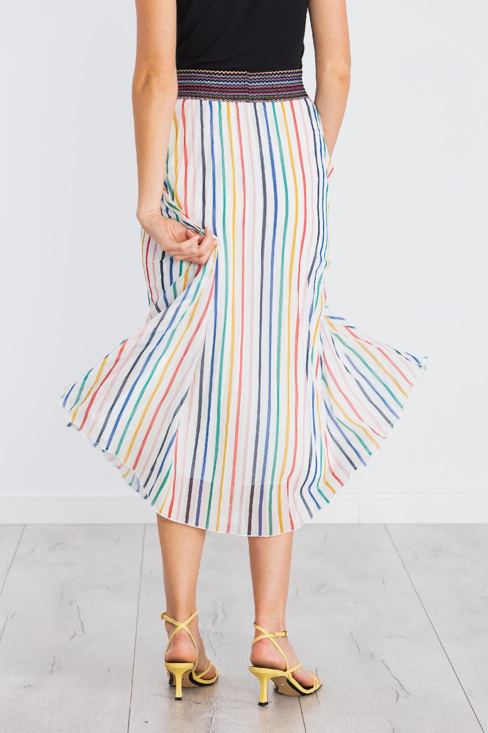 Lolitas&l Falda Blanca Larga Estampado Rayas Multicolor LolitasyL