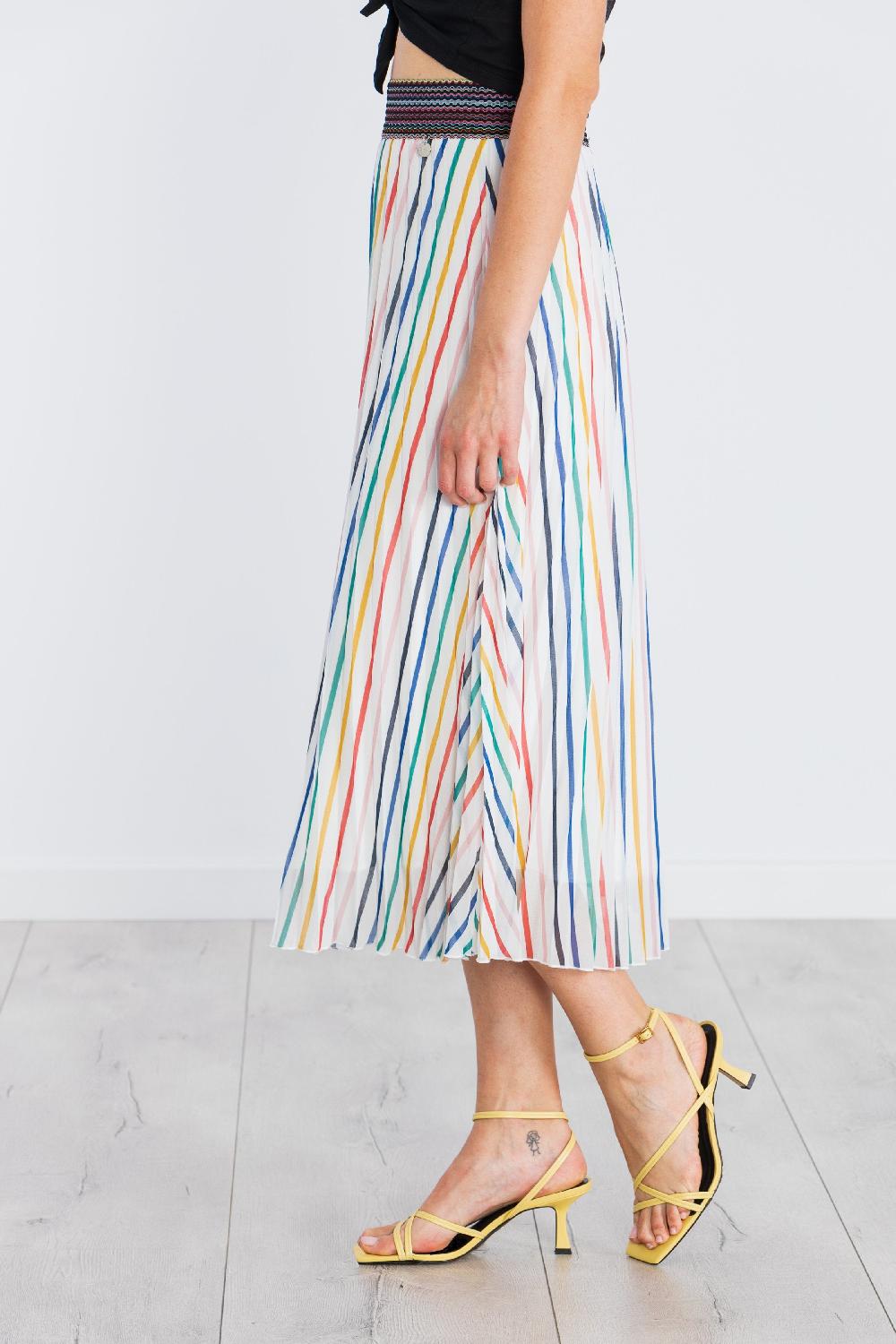 Lolitas&l Falda Blanca Larga Estampado Rayas Multicolor LolitasyL