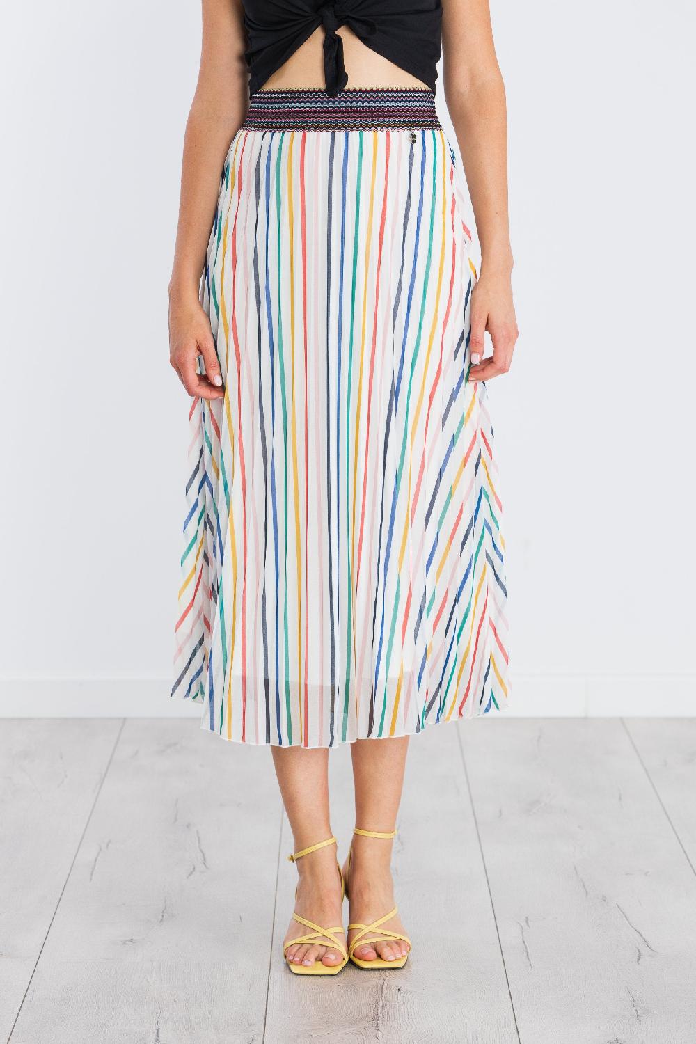 lolitas&l Falda blanca larga estampado rayas multicolor LolitasyL