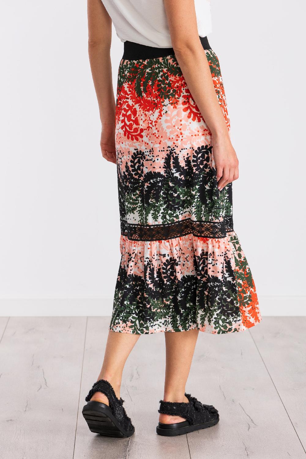 Lolitas&l Falda Larga Estampada Leaves Con Goma Y Puntilla LolitasyL