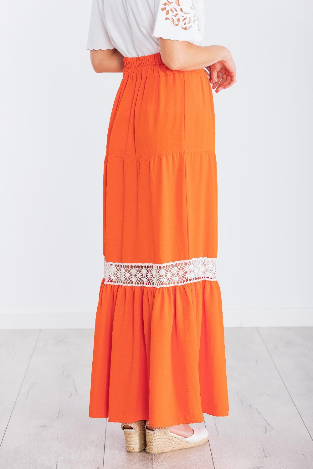 Lolitas&l Falda Larga Naranja Cortes Con Puntilla Blanca LolitasyL