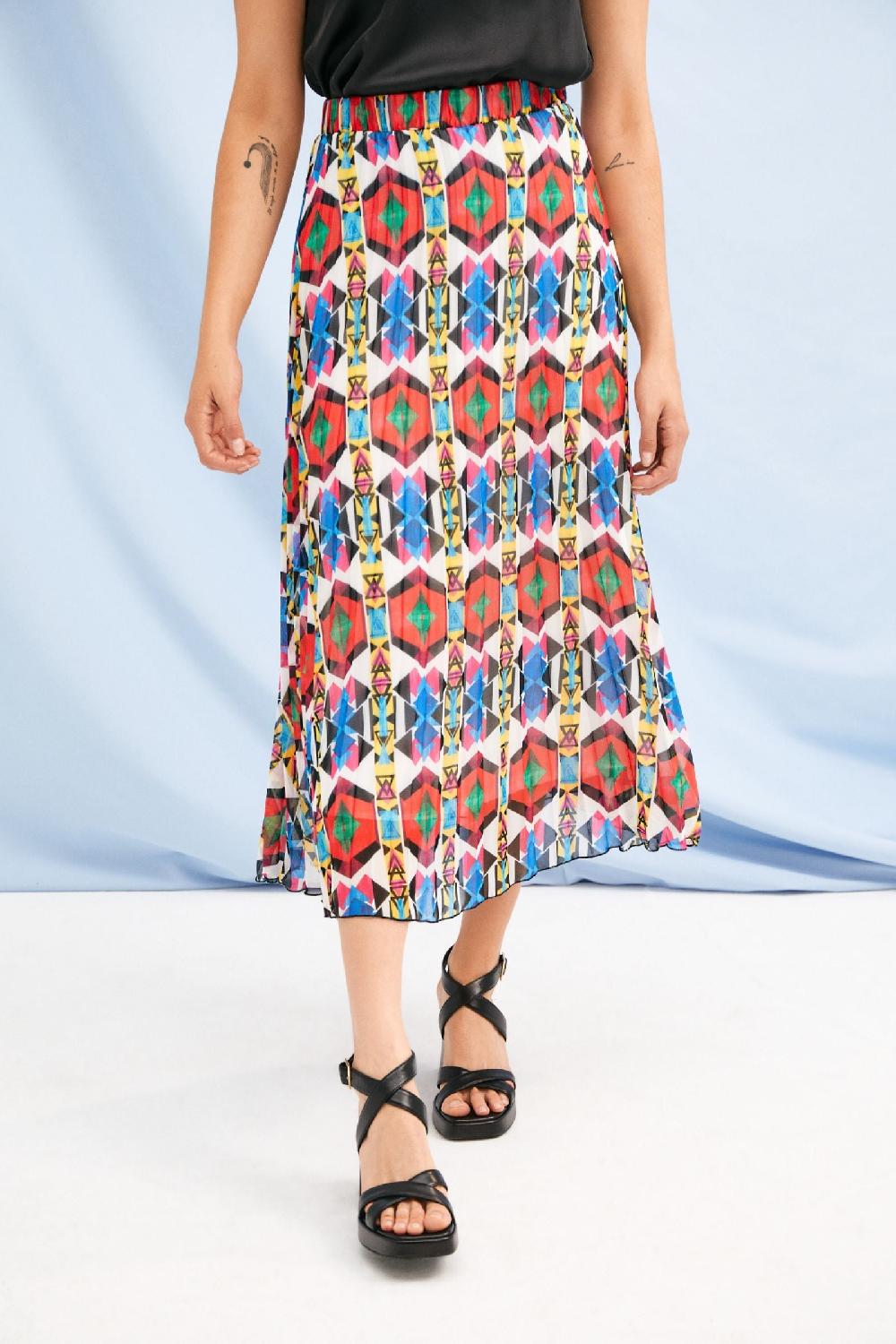 lolitas&l Falda larga plisada con estampado etnico Lolitas&L
