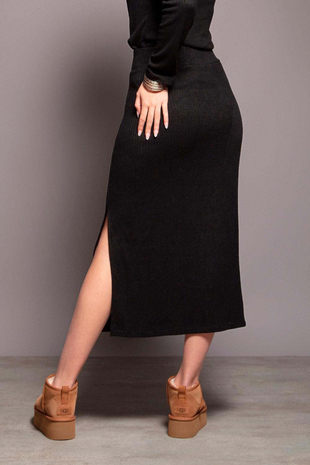 Lolitas&l Falda Negra Punto Jacquard Rayas Con Abertura Lolitas&L