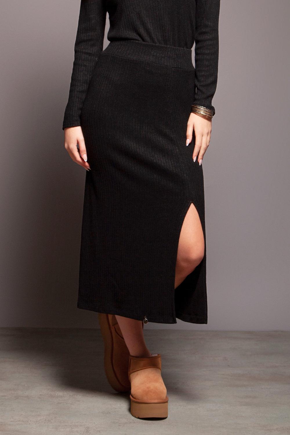 lolitas&l Falda negra punto jacquard rayas con abertura Lolitas&L