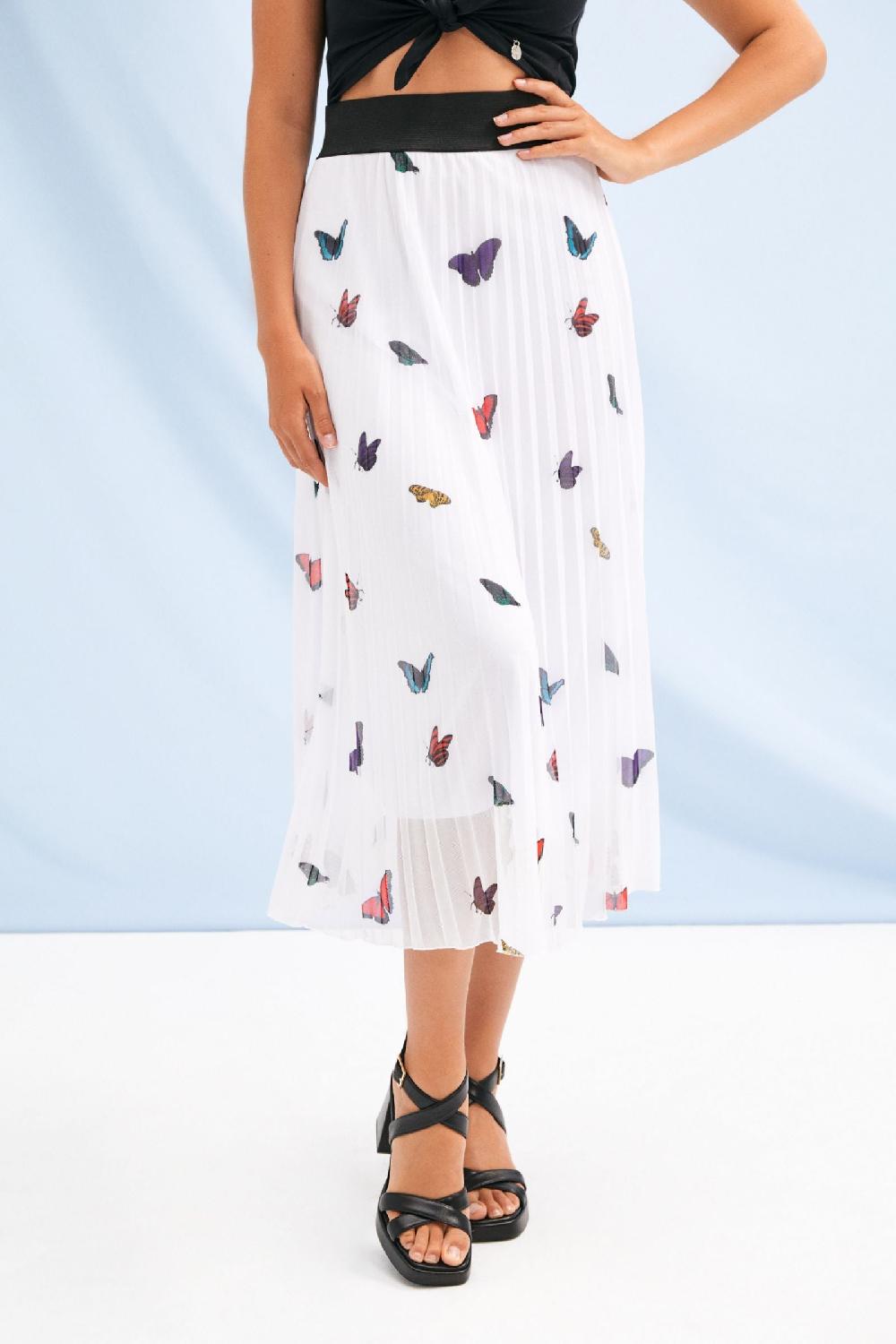 lolitas&l Falda plisada blanca estampado butterfly Lolitas&L