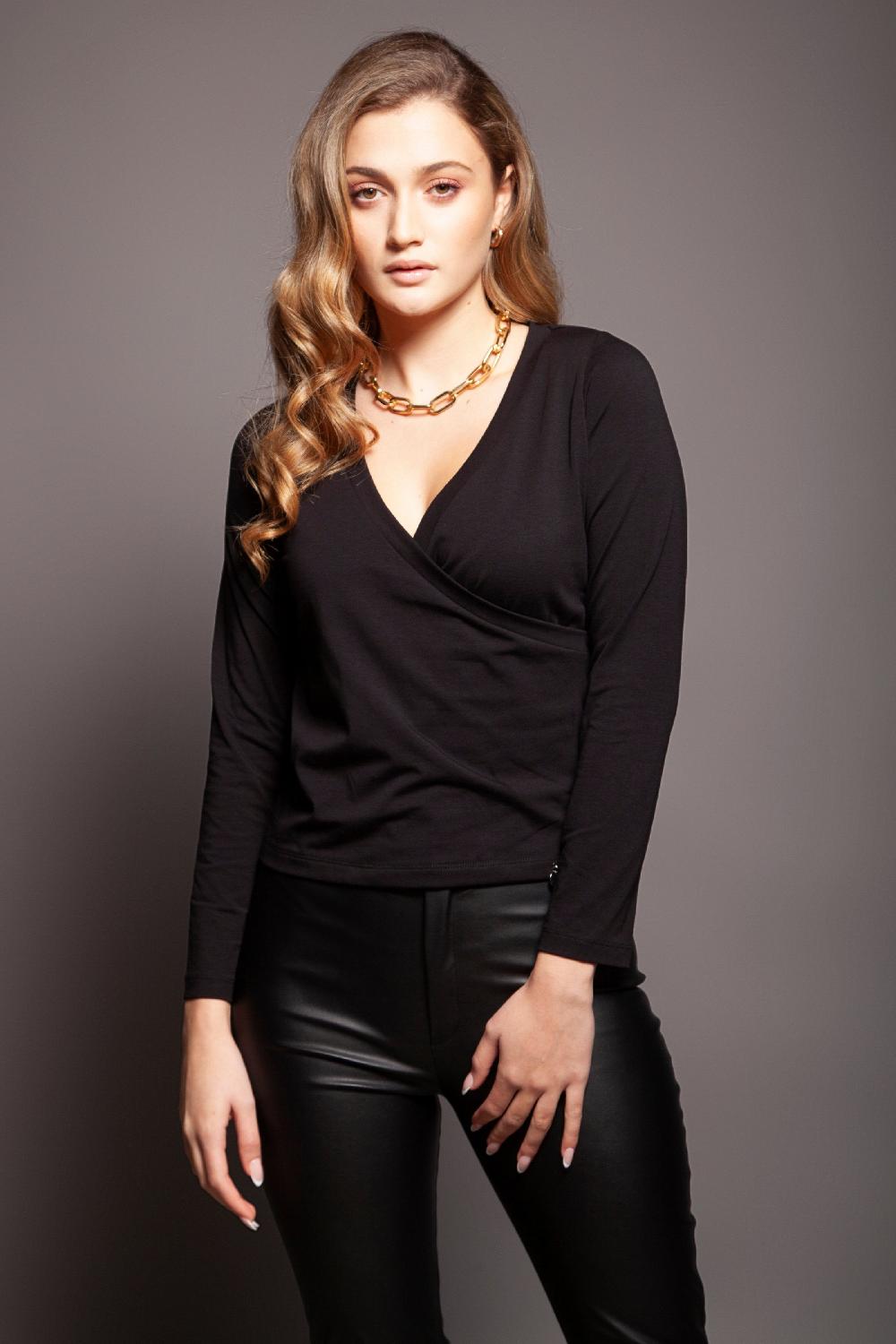 Lolitas&l Camiseta Negra Algodon Cruzada Lolitas&L