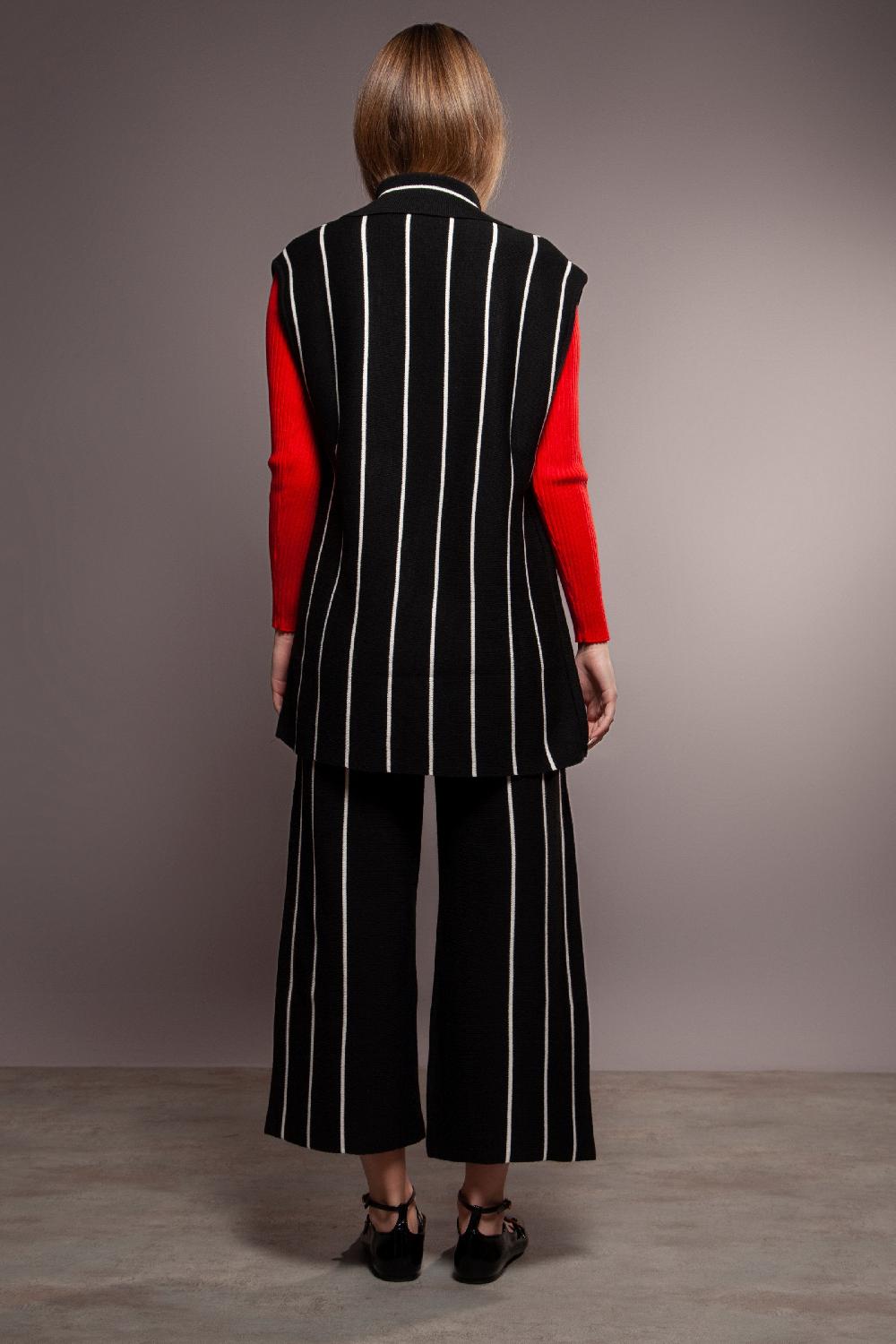 Lolitas&l Chaleco Negro De Rayas Largo Lolitas&L