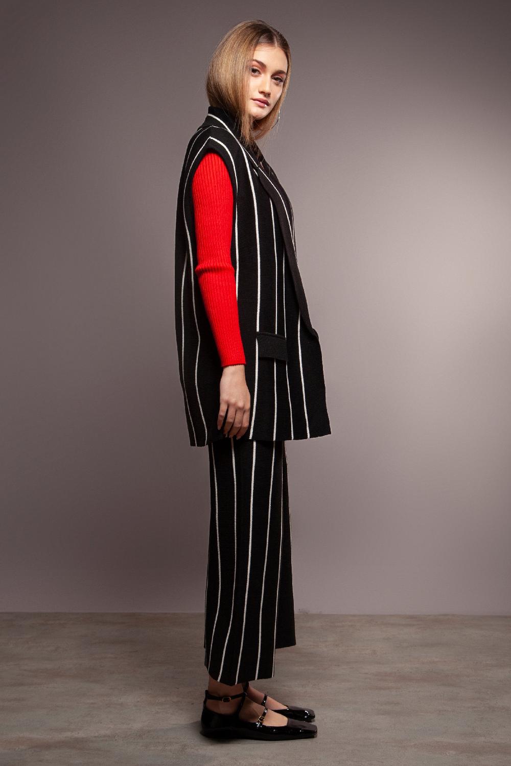 Lolitas&l Chaleco Negro De Rayas Largo Lolitas&L