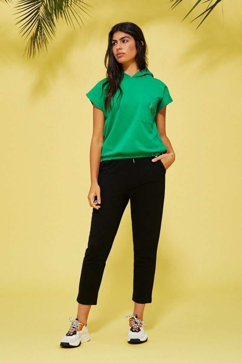 lolitas&l Sudadera verde corta capucha logo