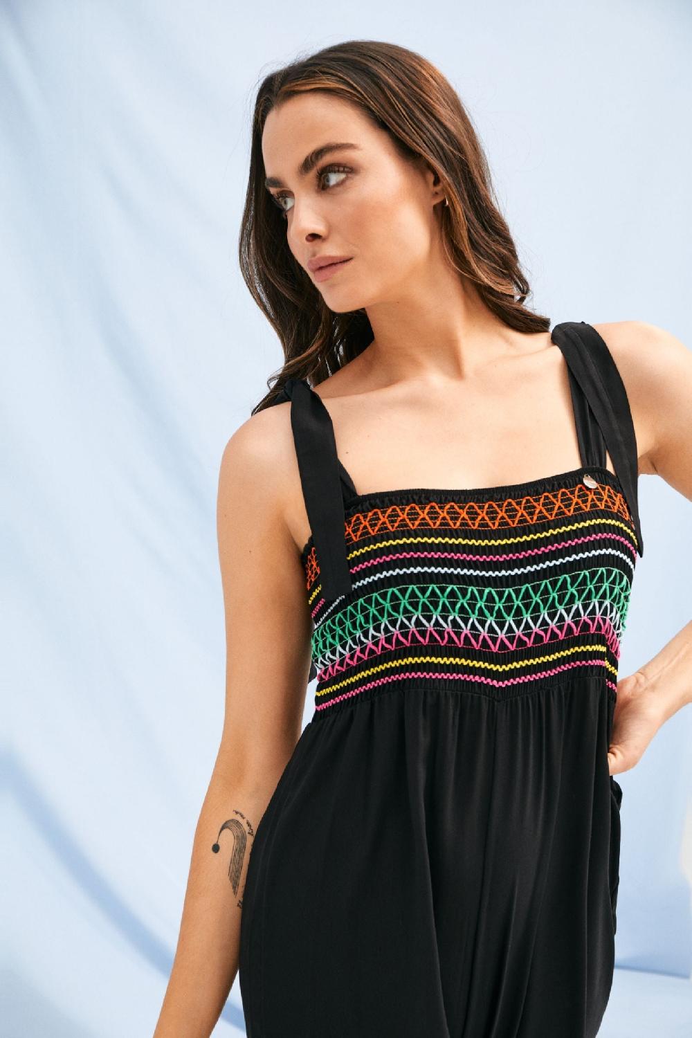 Lolitas&l Mono Negro Tirantes Con Nido De Abeja Lolitas&L