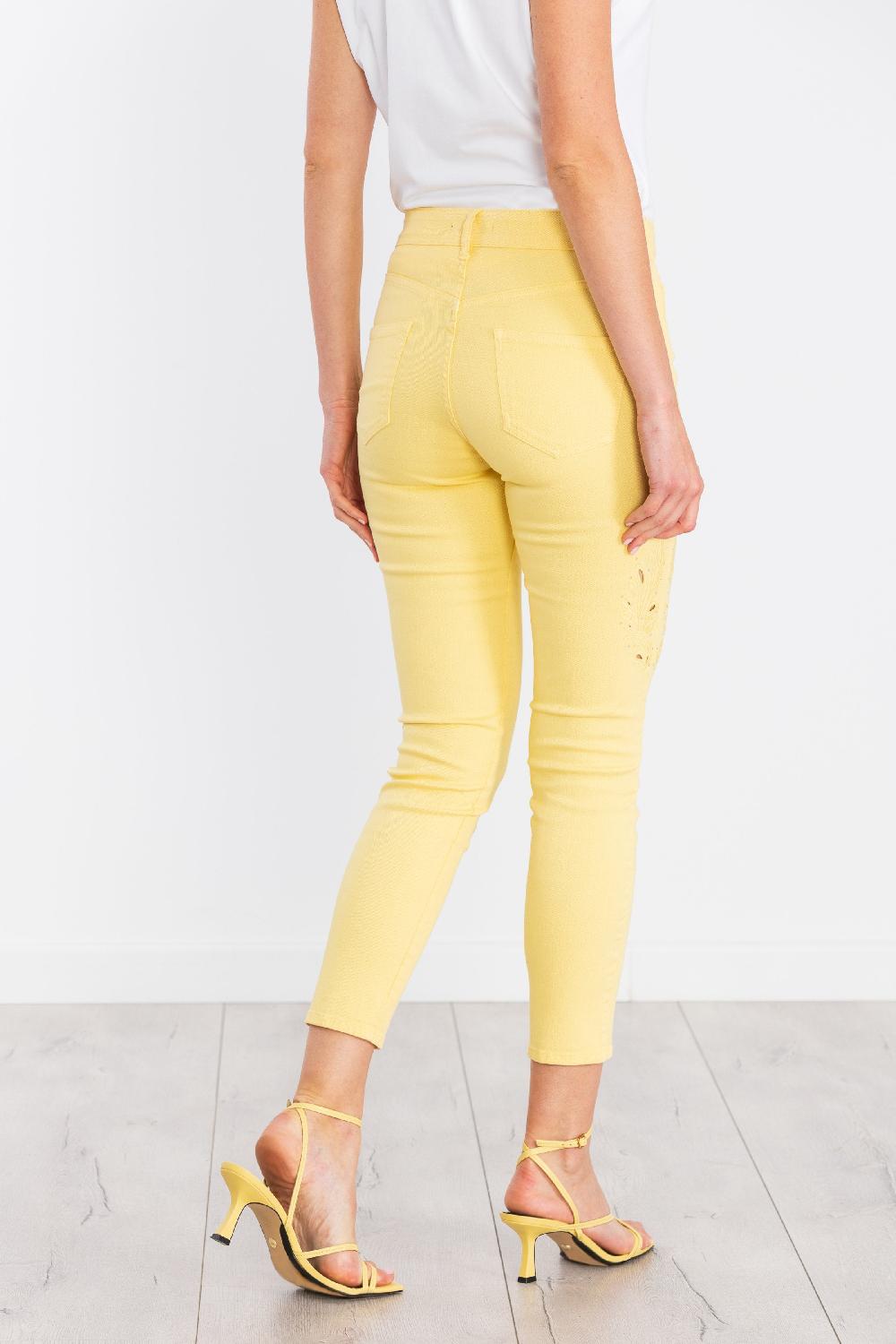 lolitas&l Pantalón amarillo pitillo cinco bolsillos con bordado calado LolitasyL