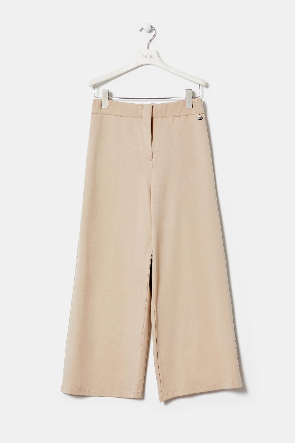 Lolitas&l Pantalón Beige Basico De Talle Alto Con Goma Y Pierna Ancha LolitasyL