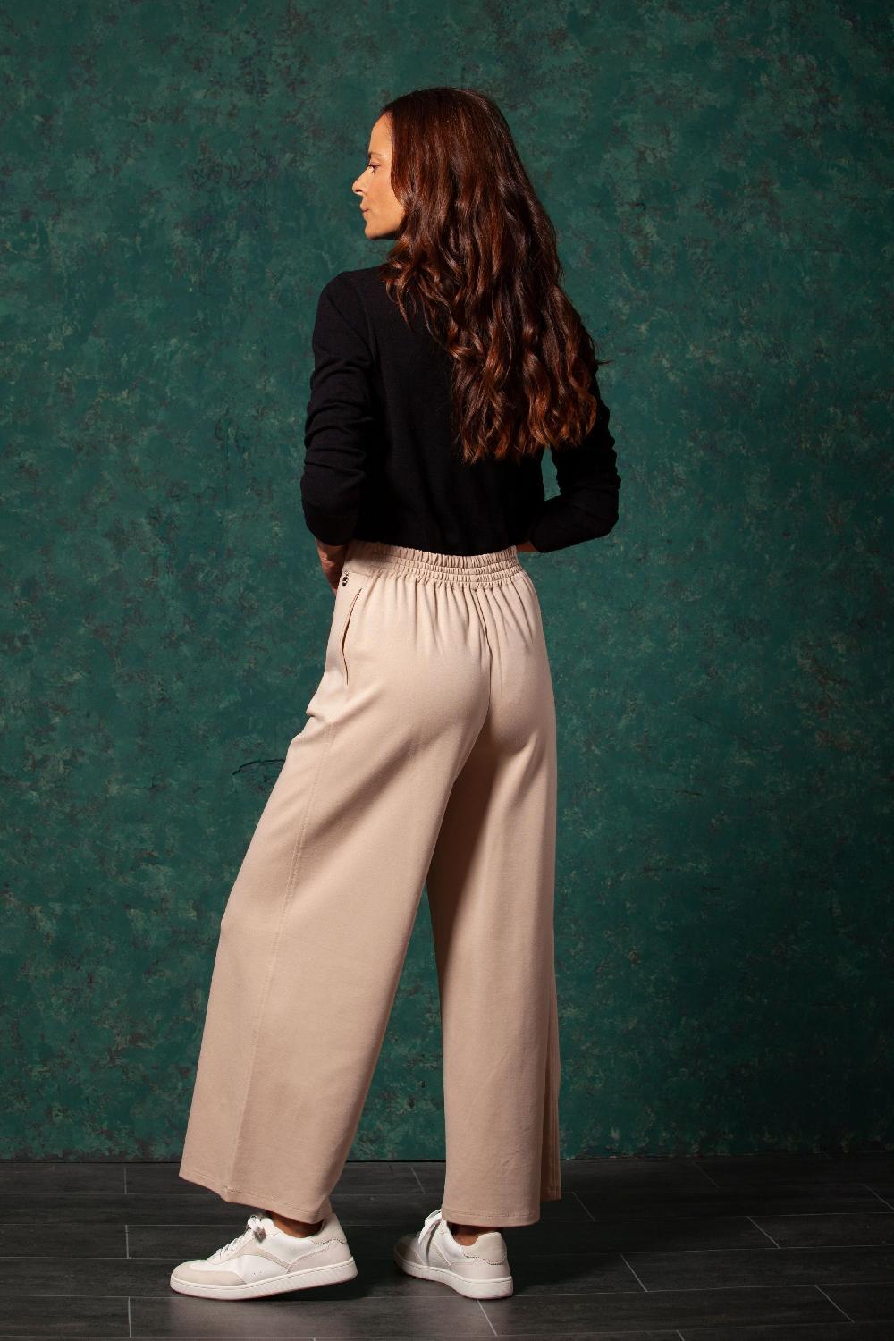 Lolitas&l Pantalón Beige Basico De Talle Alto Con Goma Y Pierna Ancha LolitasyL