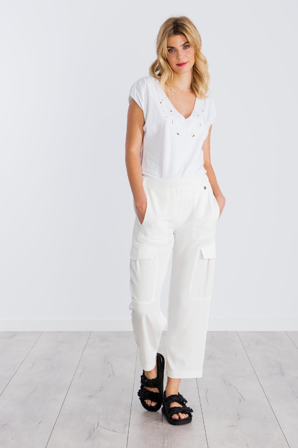 Lolitas&l Pantalón Blanco Bolsillos Militares Con Goma LolitasyL