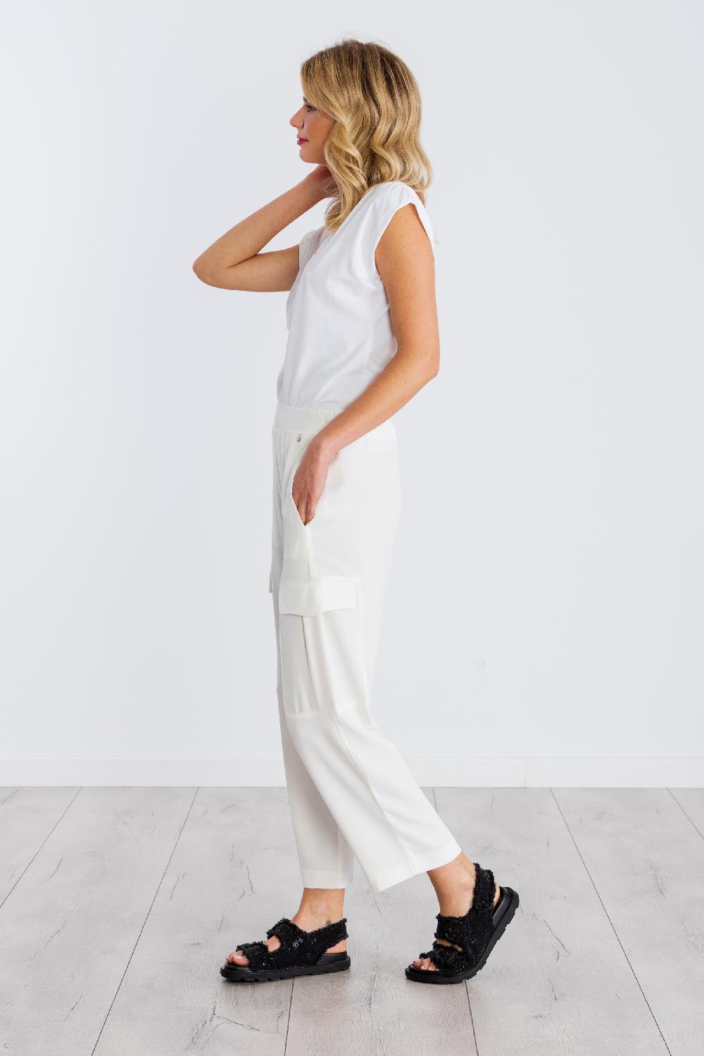 Lolitas&l Pantalón Blanco Bolsillos Militares Con Goma LolitasyL