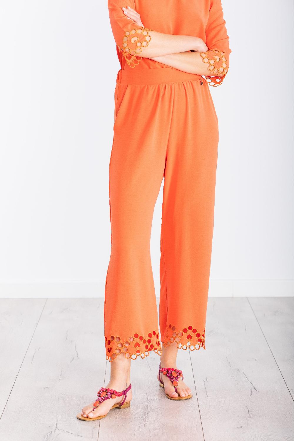 lolitas&l Pantalón coral pinzas con bordado calado LolitasyL