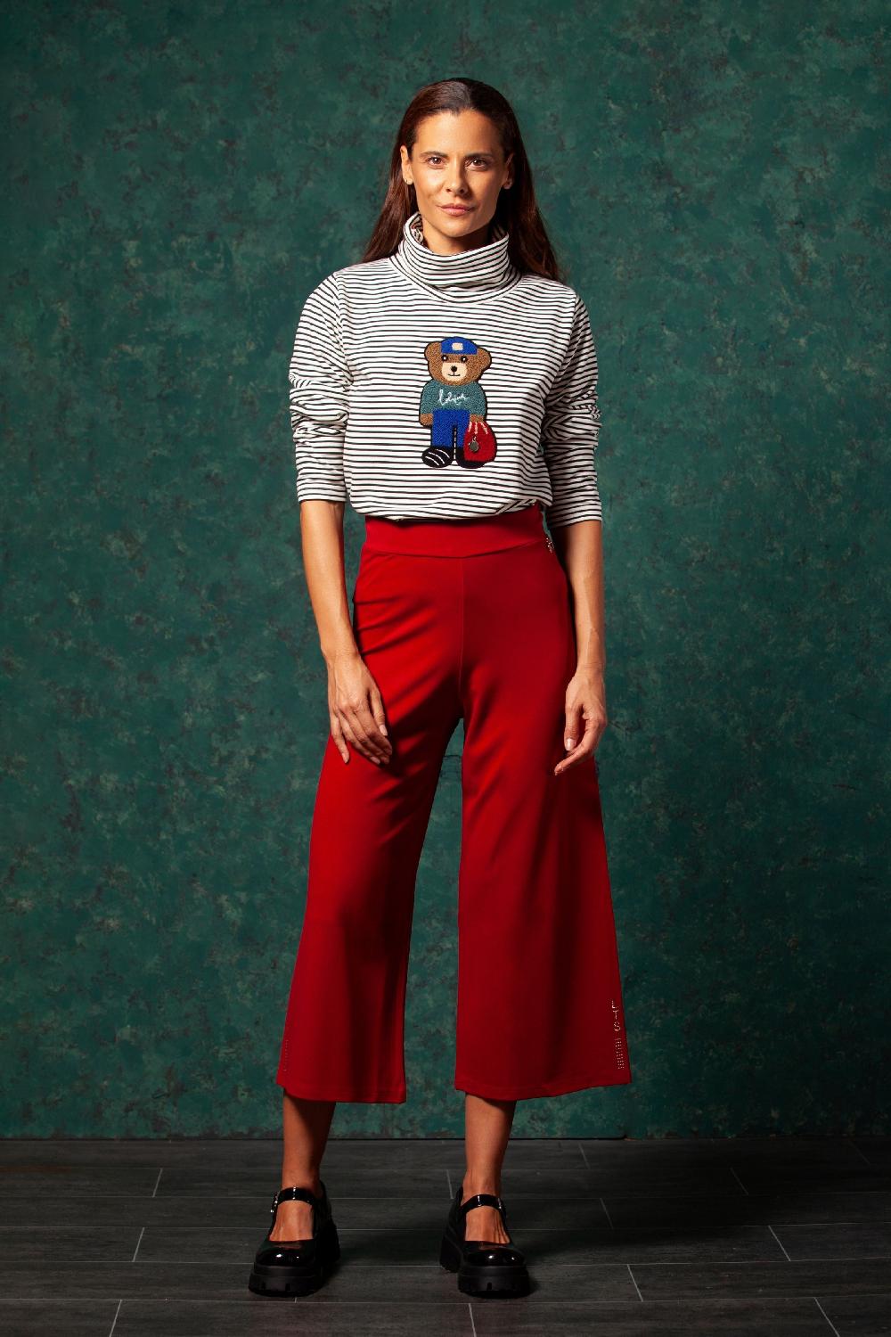 lolitas&l Pantalón granate con pierna ancha al tobillo LolitasyL