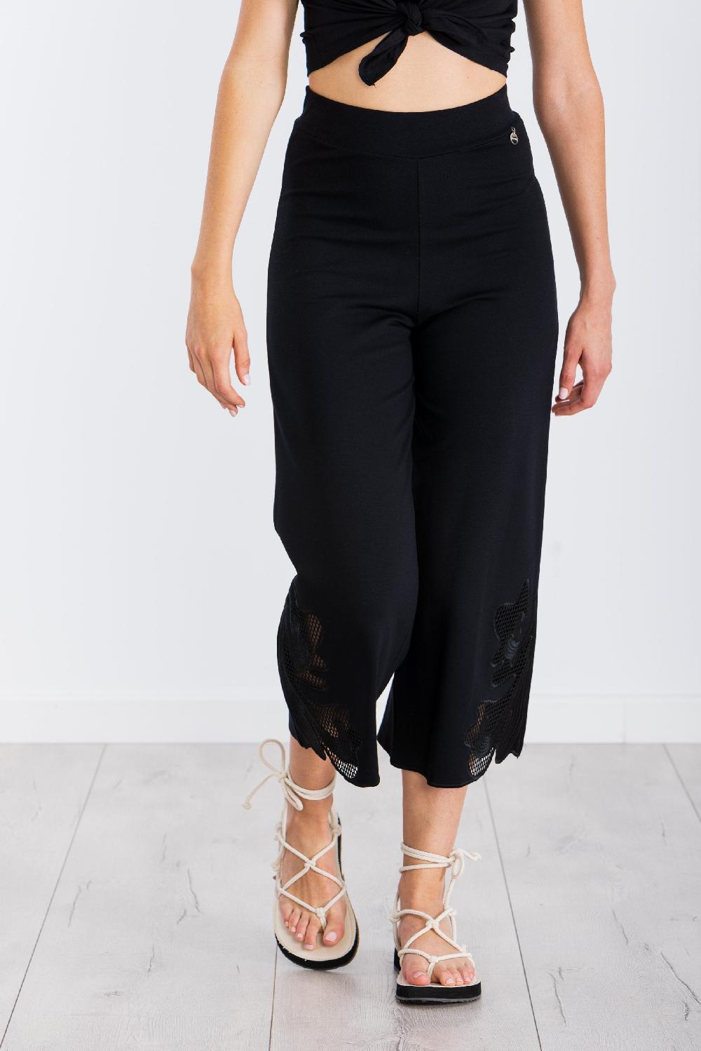 Lolitas&l Pantalon Negro Bordado Lateral Rejilla LolitasyL