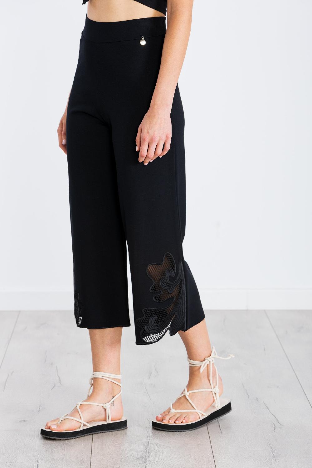 lolitas&l Pantalon negro bordado lateral rejilla LolitasyL