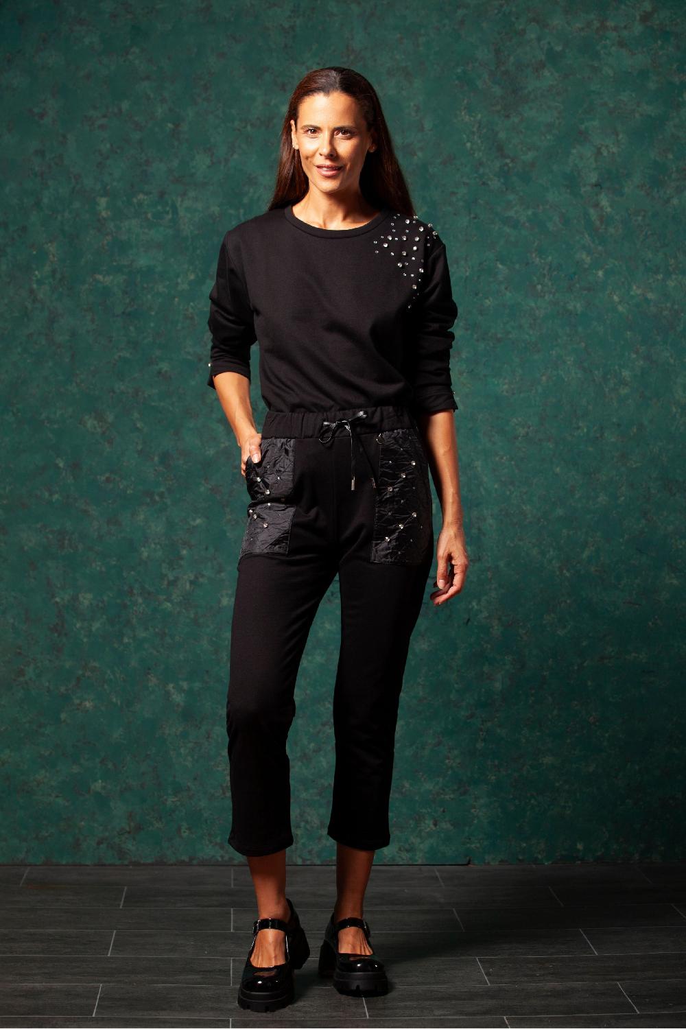 Lolitas&l Pantalon Negro Con Bolsillos Guata Y Stras LolitasyL