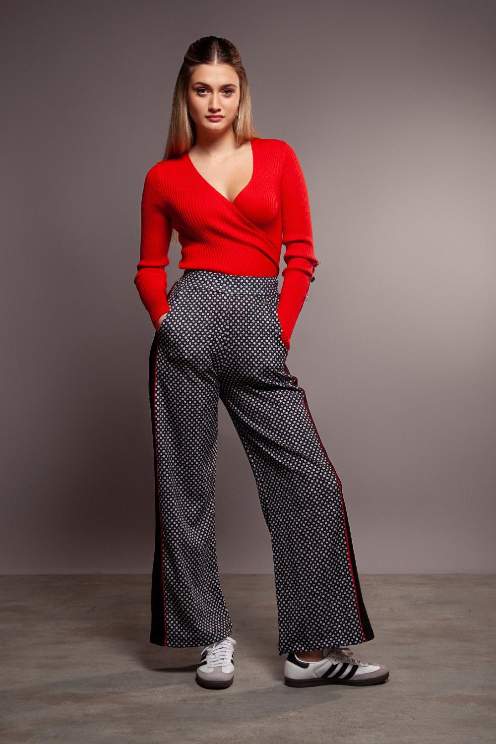 Lolitas&l Pantalon Recto Estampado Lunar Con Raya En El Costado Lolitas&L