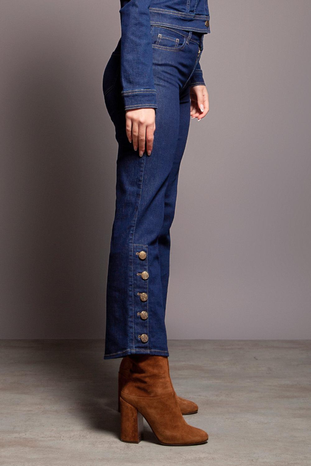 Lolitas&l Pantalon Vaquero Botones Pierna Azul Lavado Lolitas&L