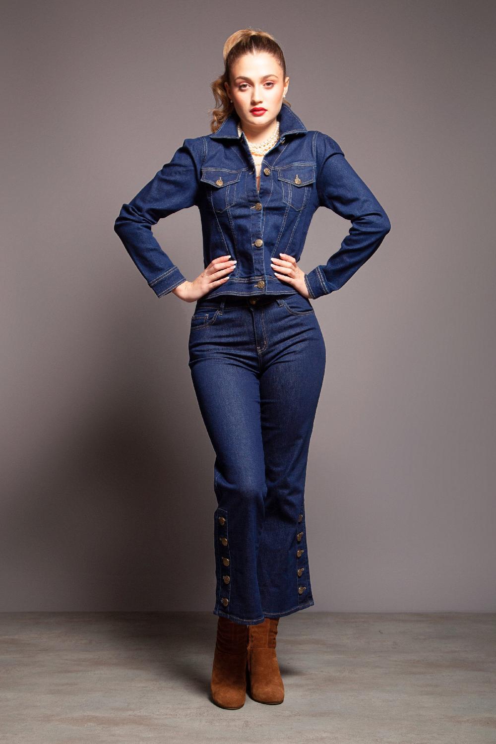 Lolitas&l Pantalon Vaquero Botones Pierna Azul Lavado Lolitas&L