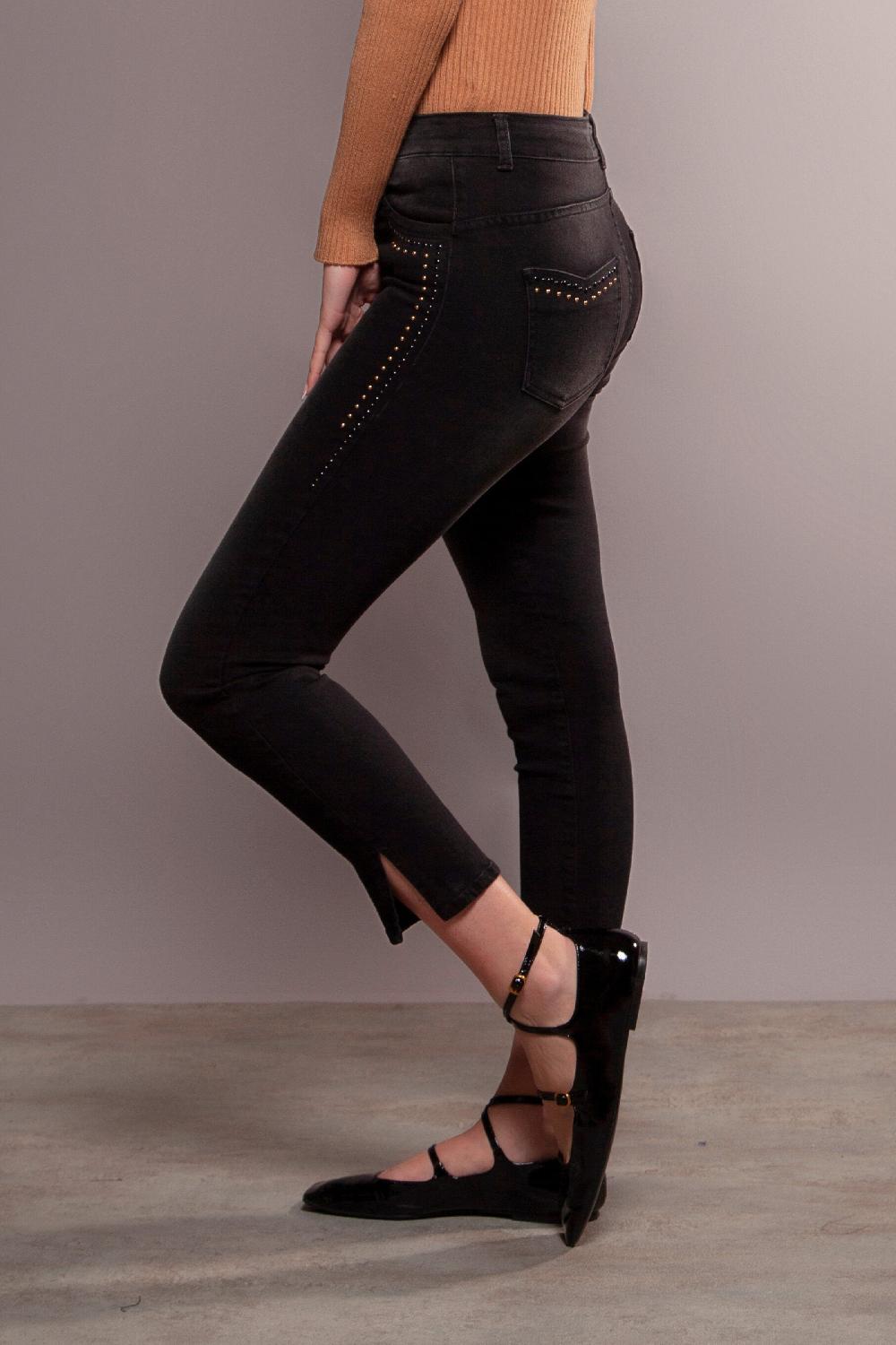 Lolitas&l Pantalon Vaquero Negro Pitillo Con Strass Lolitas&L