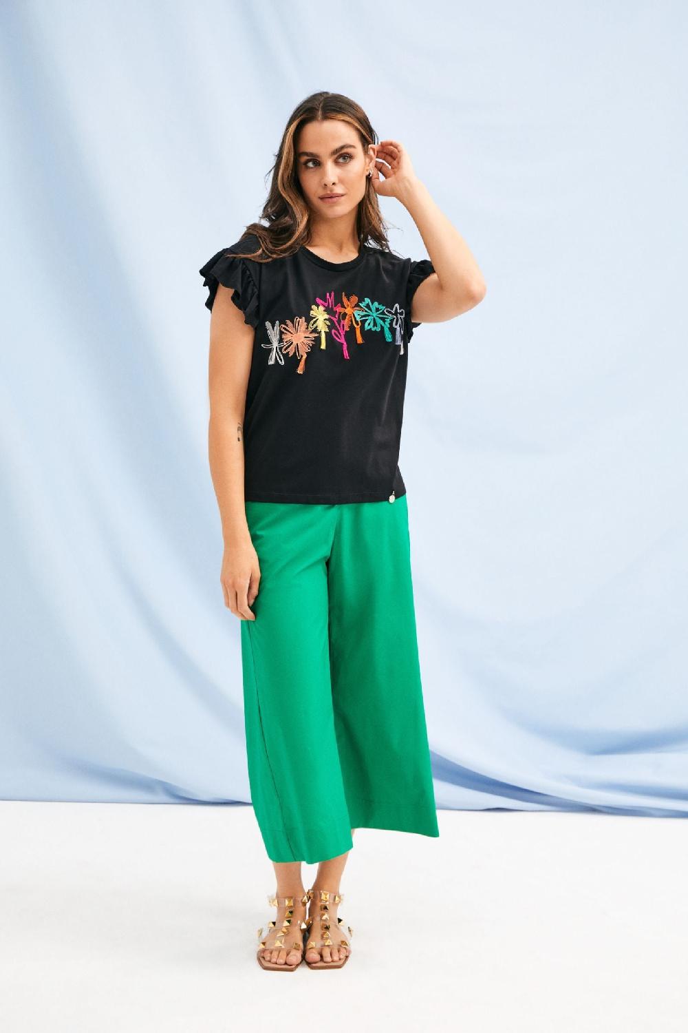 Lolitas&l Pantalon Verde Pierna Ancha De Talle Alto LolitasyL