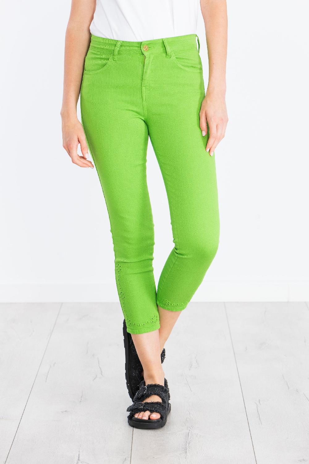 lolitas&l Pantalon verde pitillero cinco bolsillos con bordado LolitasyL