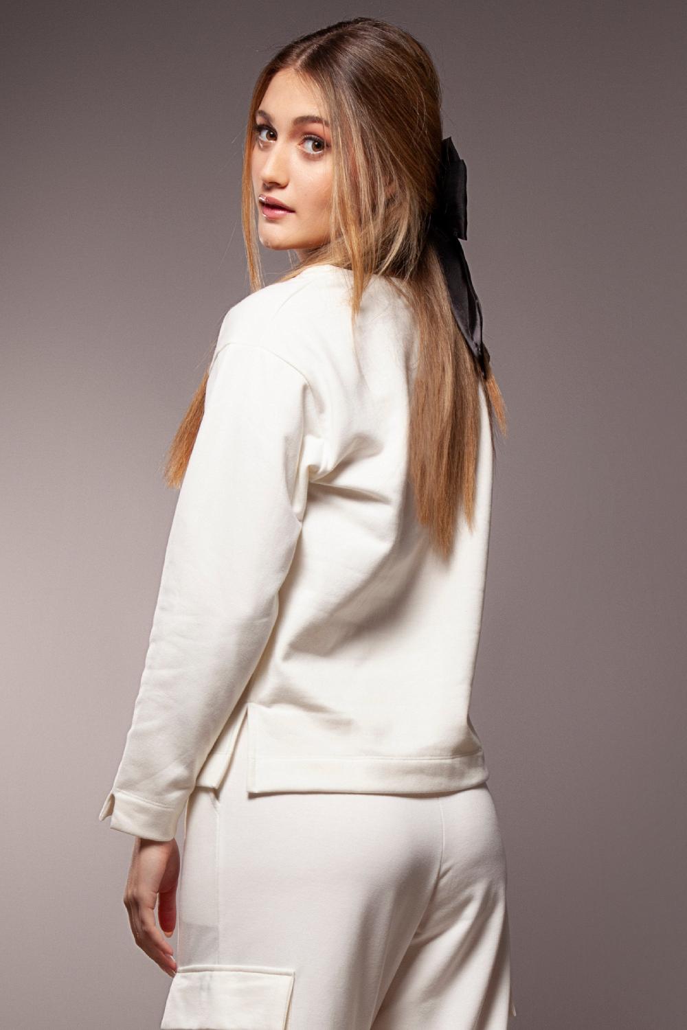 Lolitas&l Sudadera Blanca Con Lazo Bordado En El Delantero Lolitas&L