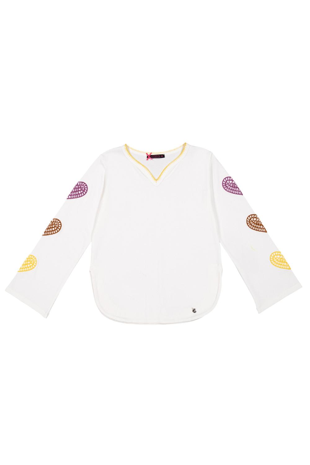 Lolitas&l Sudadera Blanca Corazones Bordados Multicolor En Mangas Lolitas&L