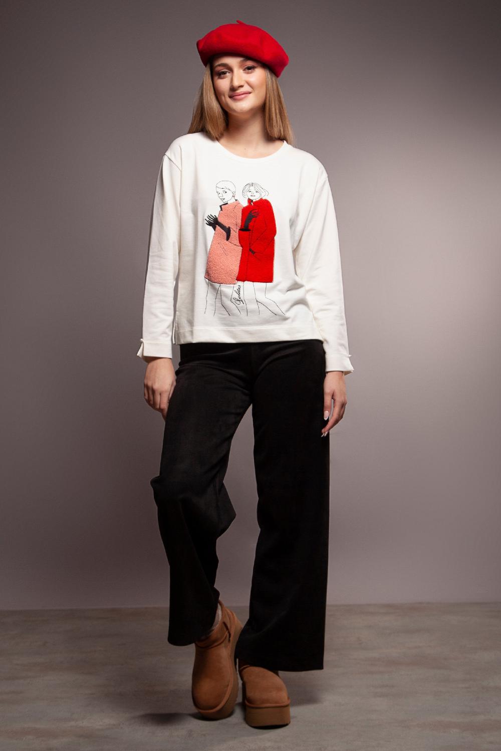 lolitas&l Sudadera blanca motivo siluetas punto alto Lolitas&L