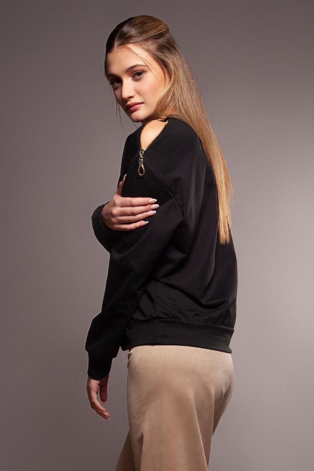 Lolitas&l Sudadera Negra Basica Escote De Pico Lolitas&L