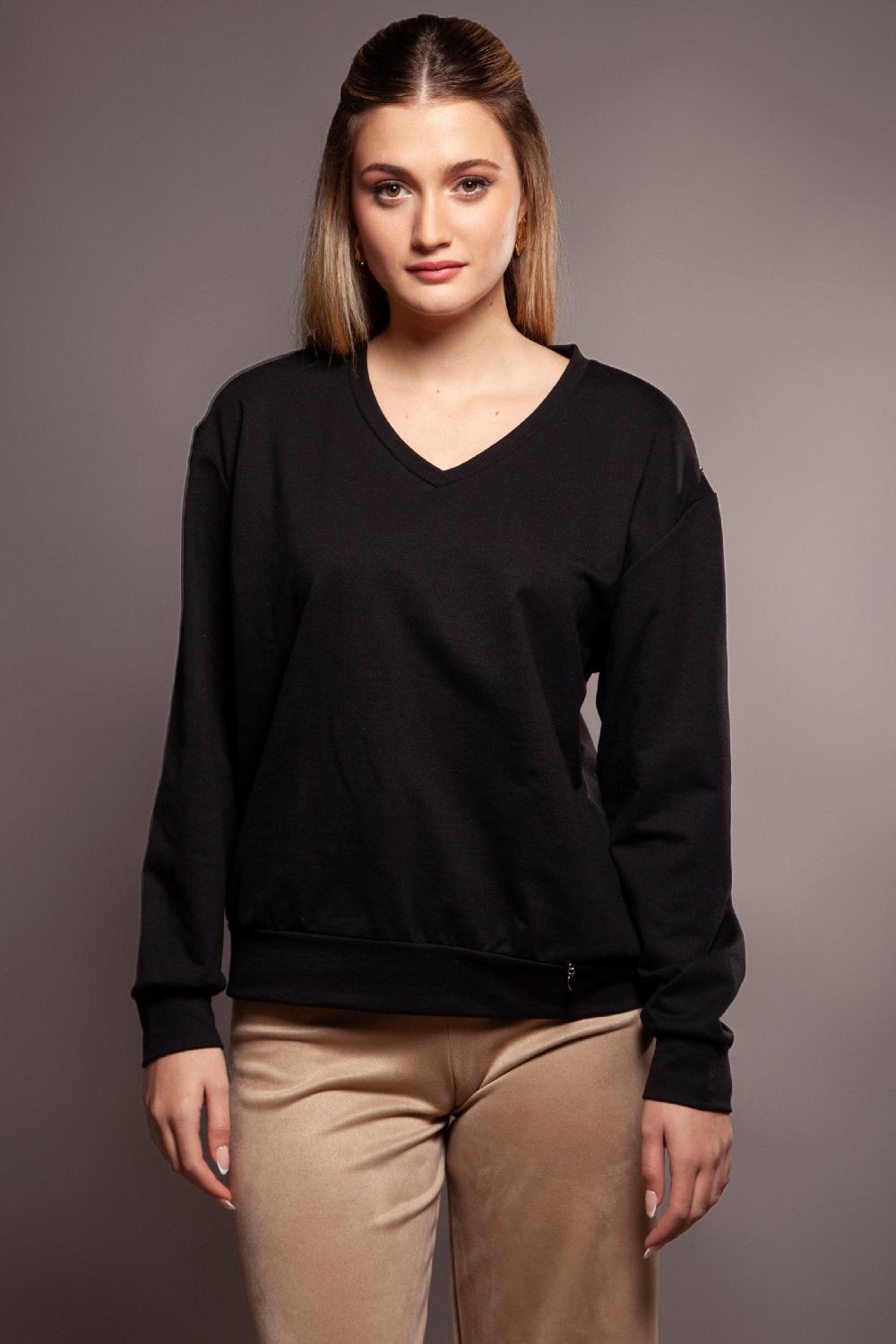 Lolitas&l Sudadera Negra Basica Escote De Pico Lolitas&L