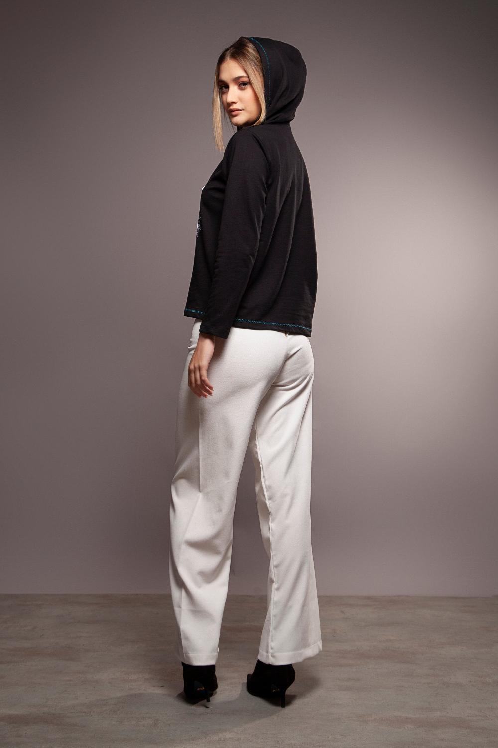 Lolitas&l Sudadera Negra Estampado Cara Con Capucha Lolitas&L