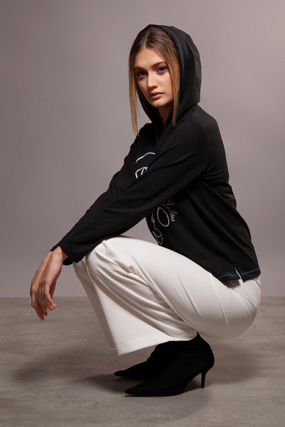 Lolitas&l Sudadera Negra Estampado Cara Con Capucha Lolitas&L