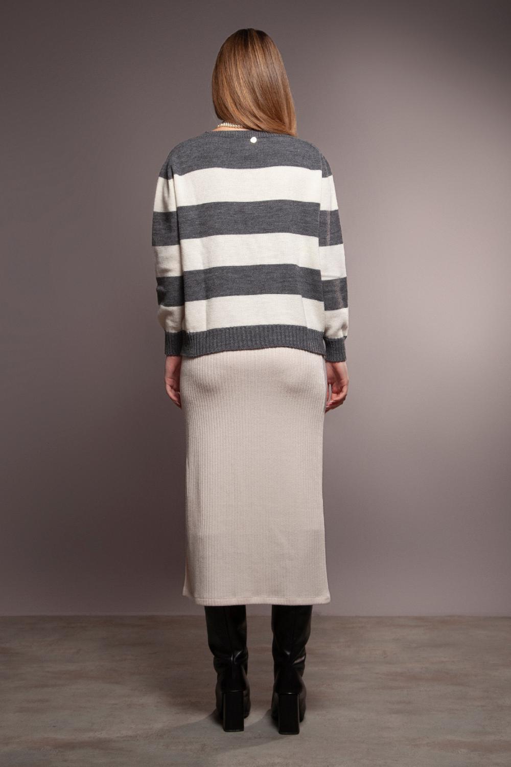 Lolitas&l Suéter De Punto Rayas Gris Jacquard Ochos Con Frase Estampada Lolitas&L