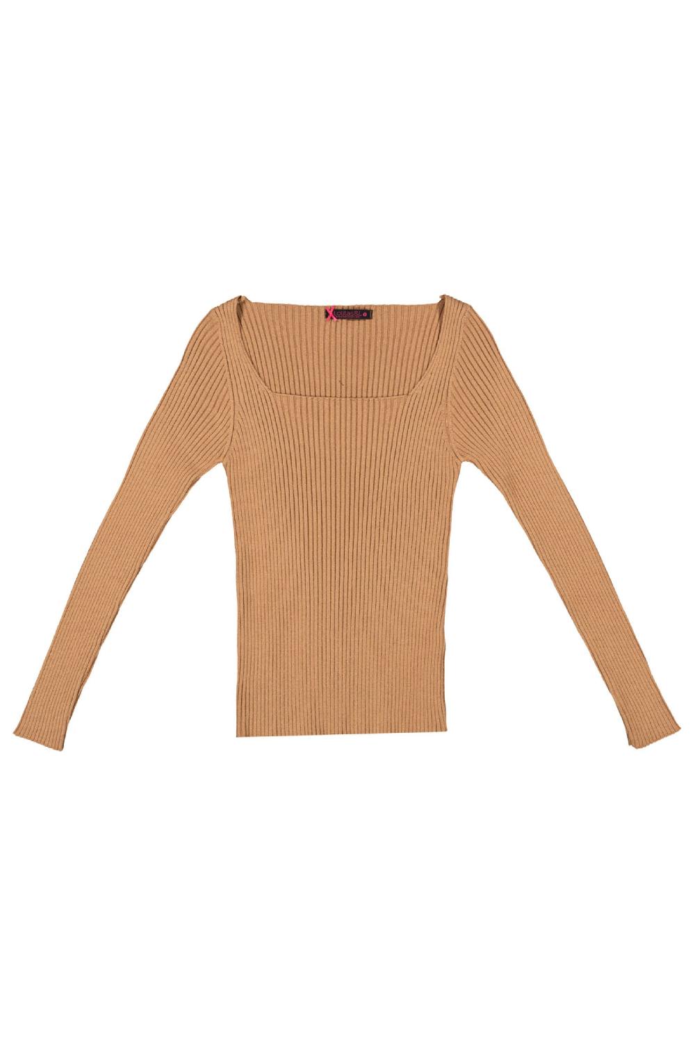 Lolitas&l Suéter Punto Canale Beige Ajustado Escote Cuadrado Lolitas&L