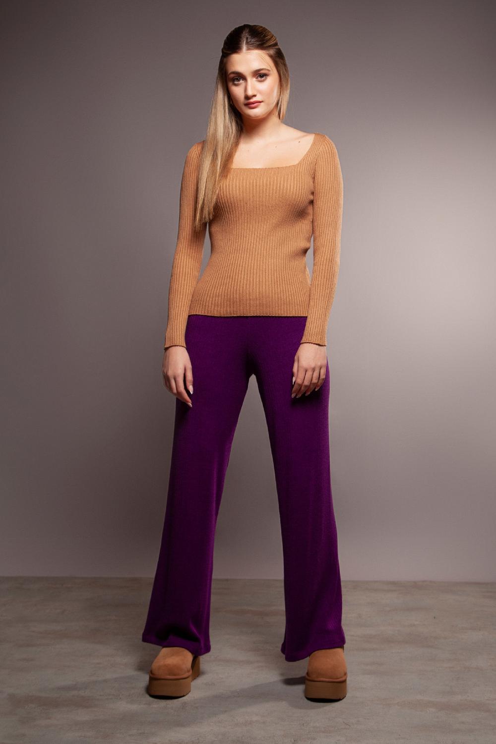 lolitas&l Suéter punto canale beige ajustado escote cuadrado Lolitas&L